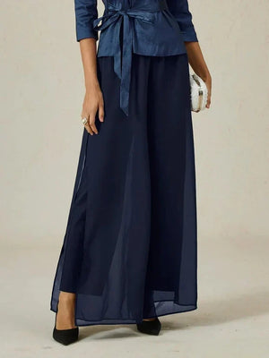 Elise Chiffon Overlay Wide Leg Trousers