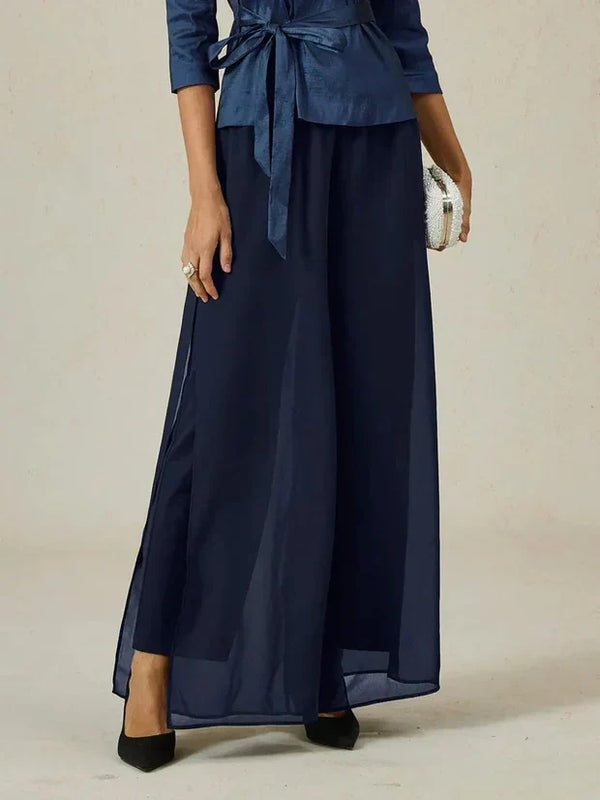 Elise Chiffon Overlay Wide Leg Trousers
