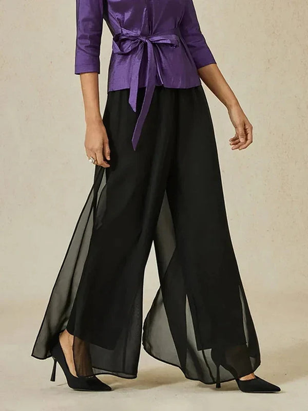 Elise Chiffon Overlay Wide Leg Trousers