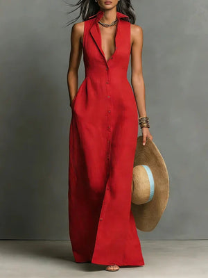 Odile Sleeveless Maxi Shirt Dress