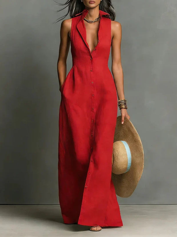 Odile Sleeveless Maxi Shirt Dress